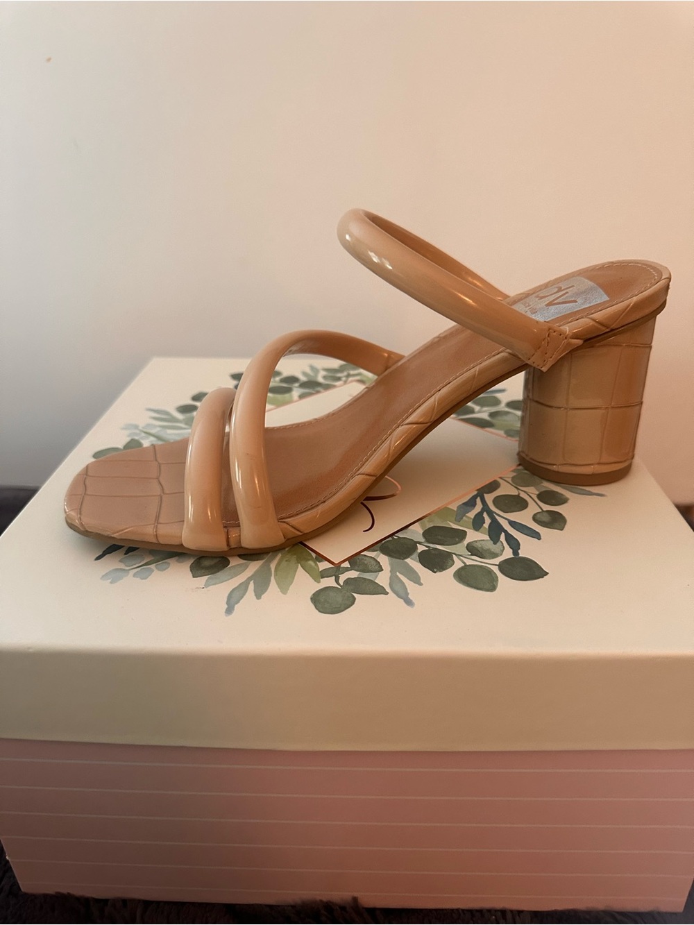 Neutral Beige Block Heel Slide Sandal - Women